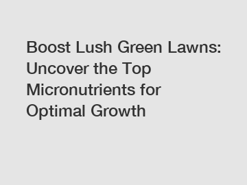 Boost Lush Green Lawns: Uncover the Top Micronutrients for Optimal Growth