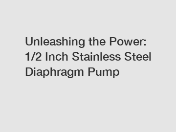 Unleashing the Power: 1/2 Inch Stainless Steel Diaphragm Pump