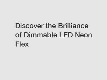 Discover the Brilliance of Dimmable LED Neon Flex