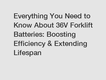 Everything You Need to Know About 36V Forklift Batteries: Boosting Efficiency & Extending Lifespan